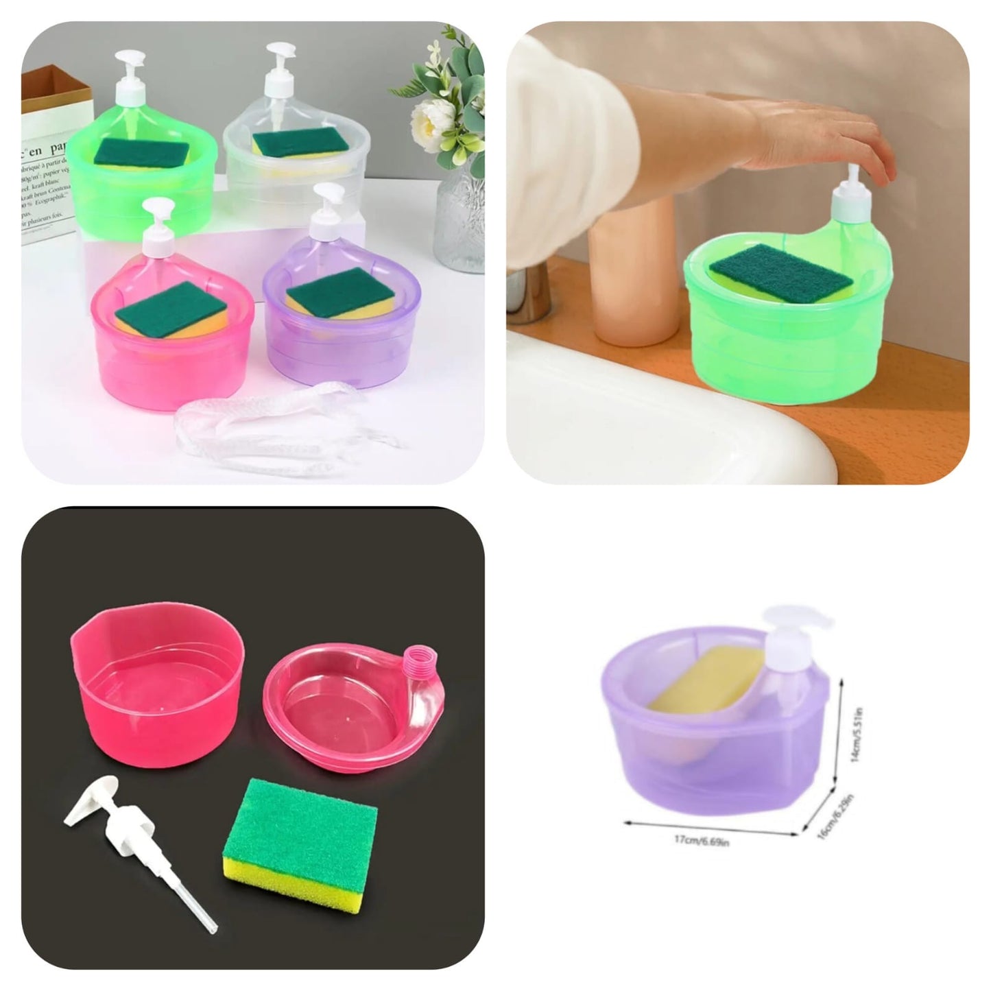 2-in-1 Kitchen Soap Dispenser with Sponge Holder