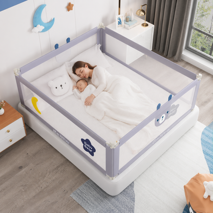 3-Side Baby Bed Rail Guard – Foldable Safety Bed Fence
