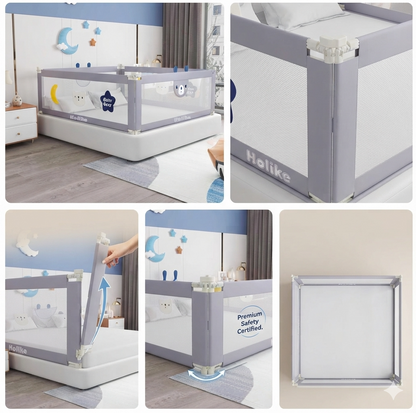 3-Side Baby Bed Rail Guard – Foldable Safety Bed Fence