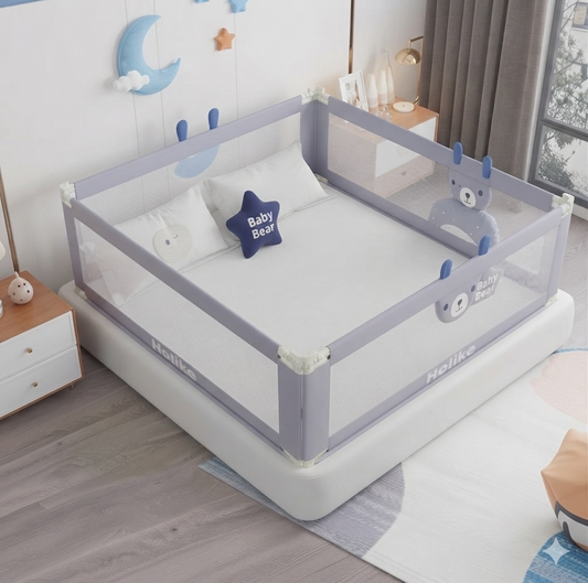 3-Side Baby Bed Rail Guard – Foldable Safety Bed Fence