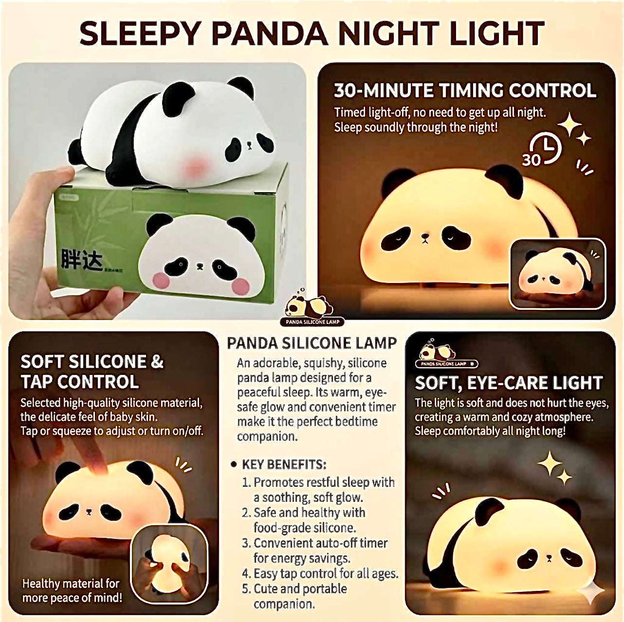 Sleepy Panda Silicone Night Light