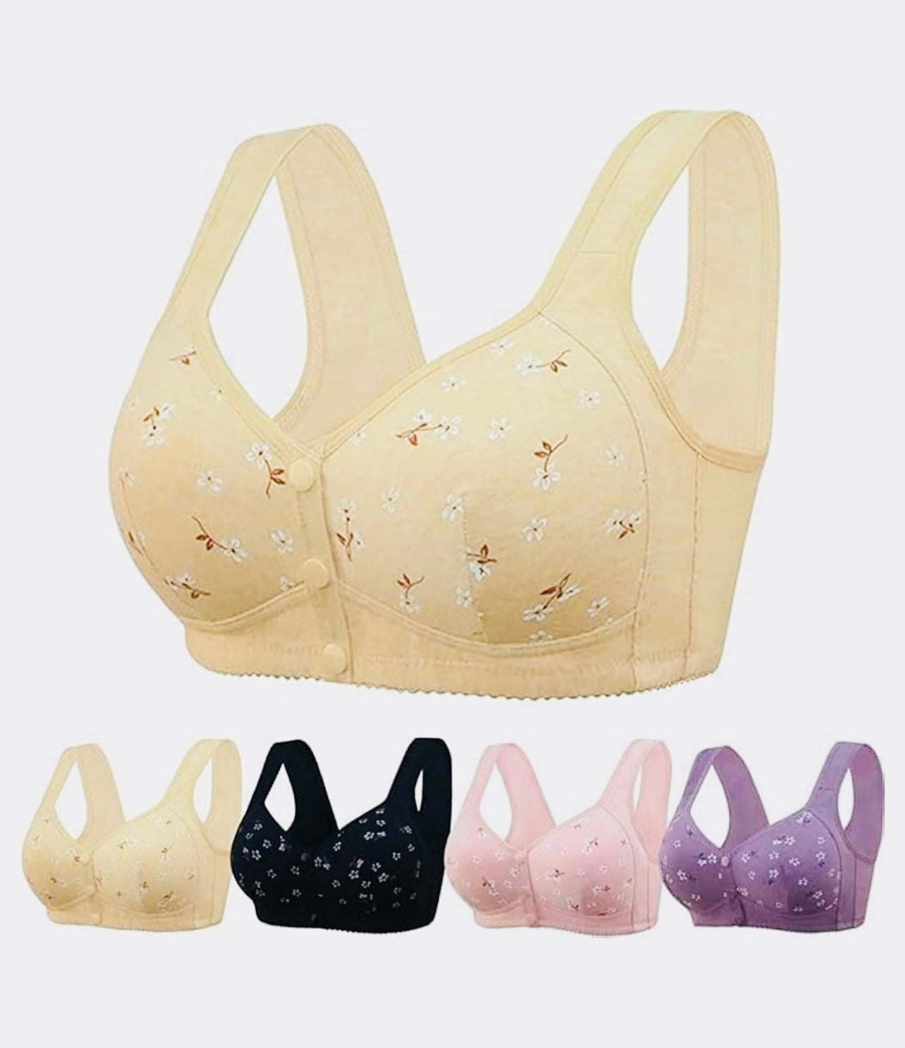 Wireless Daisy Front Closure Bra for Women