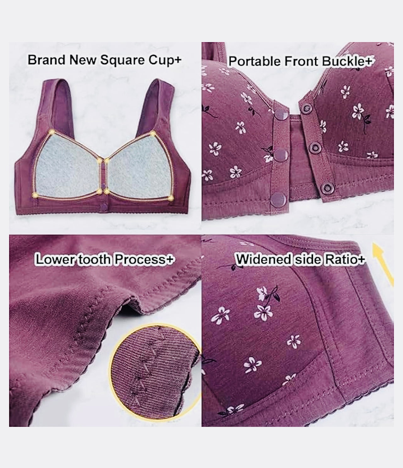 Wireless Daisy Front Closure Bra for Women