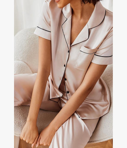 Luxe Imported Classic Silk Pajama Set (2-Piece)