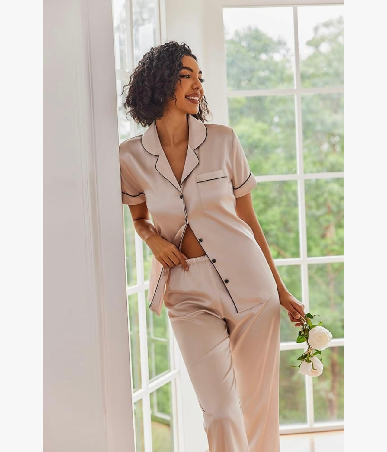 Luxe Imported Classic Silk Pajama Set (2-Piece)