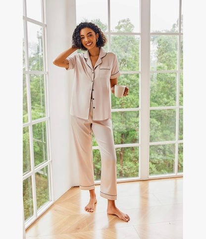 Luxe Imported Classic Silk Pajama Set (2-Piece)