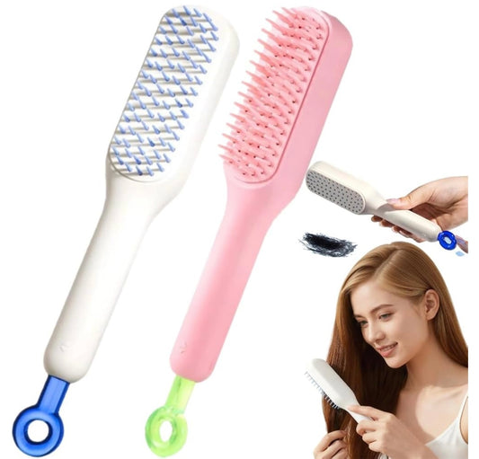 Self-Cleaning Hair Brush with One-Click Cleaning