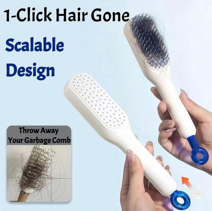 Self-Cleaning Hair Brush with One-Click Cleaning
