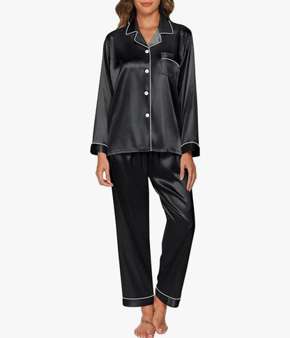 Luxe Imported Classic Silk Pajama Set (2-Piece)