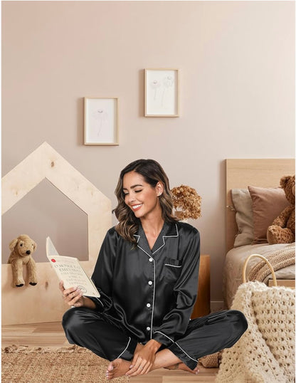 Luxe Imported Classic Silk Pajama Set (2-Piece)