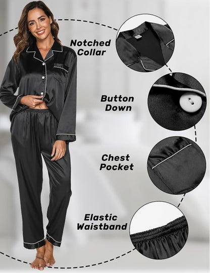 Luxe Imported Classic Silk Pajama Set (2-Piece)