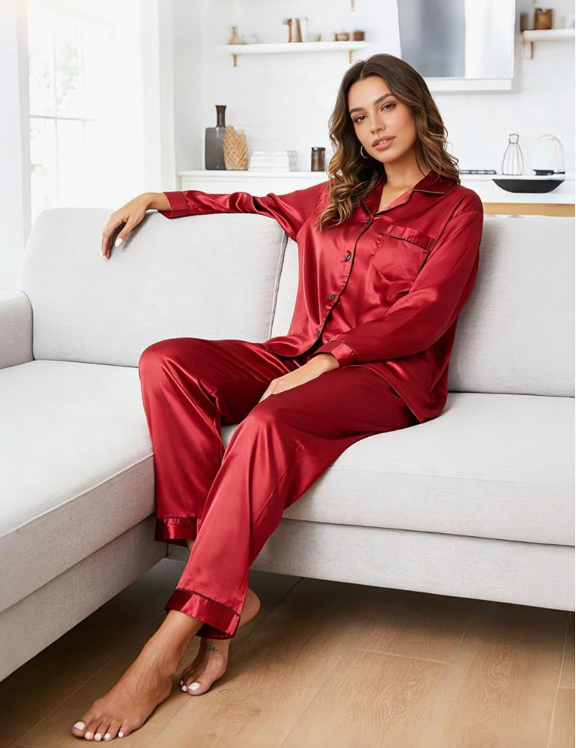 Luxe Imported Classic Silk Pajama Set (2-Piece)