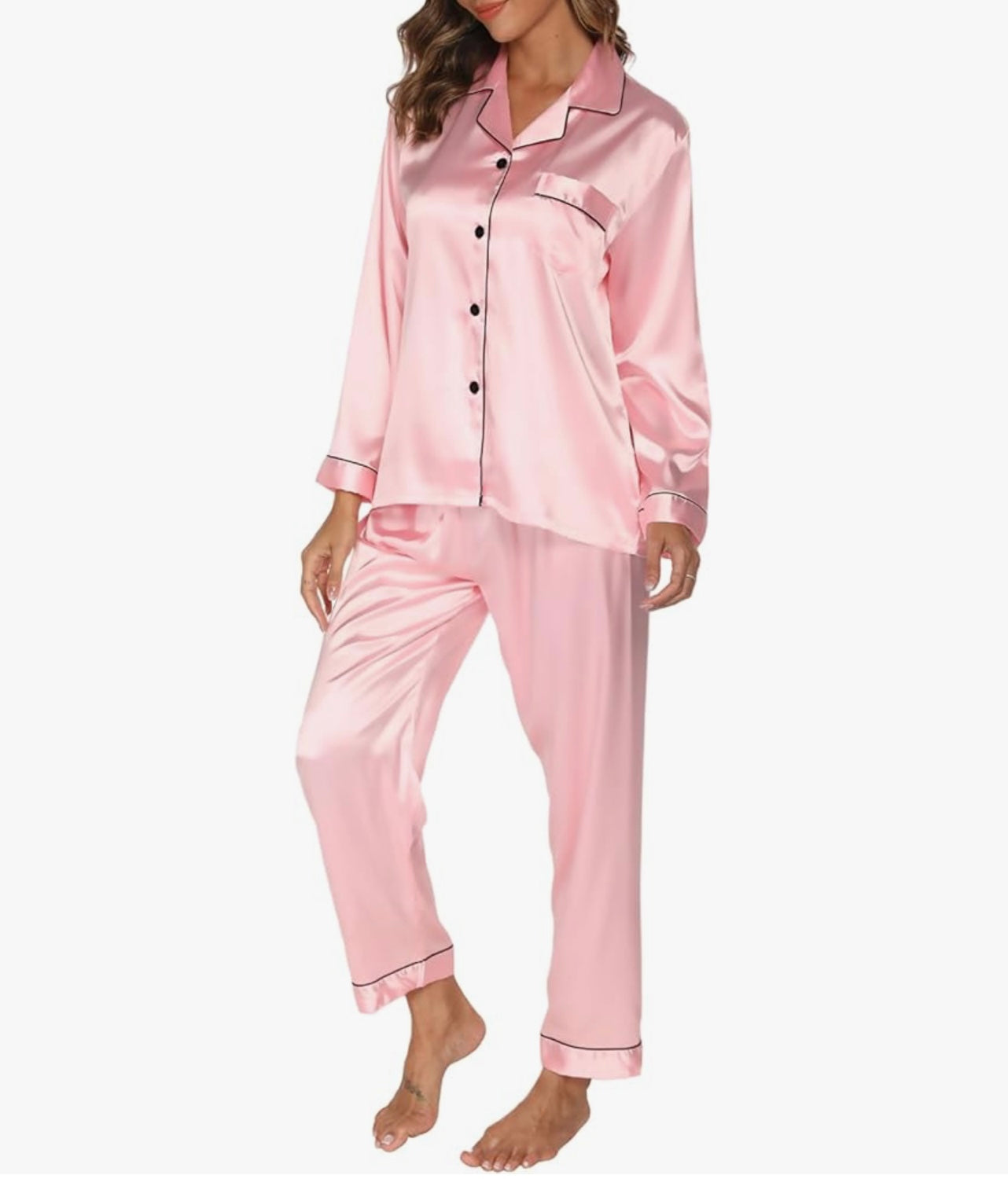 Luxe Imported Classic Silk Pajama Set (2-Piece)