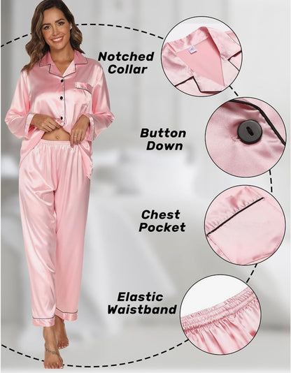 Luxe Imported Classic Silk Pajama Set (2-Piece)