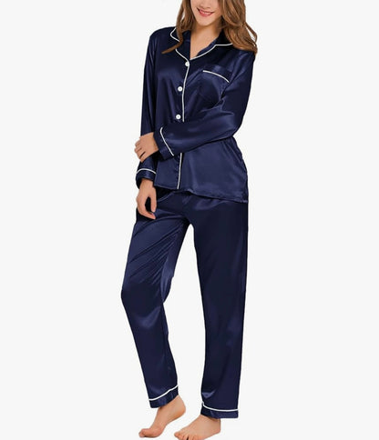 Luxe Imported Classic Silk Pajama Set (2-Piece)