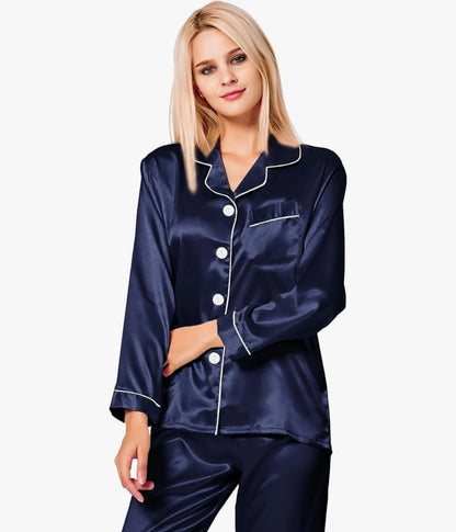 Luxe Imported Classic Silk Pajama Set (2-Piece)