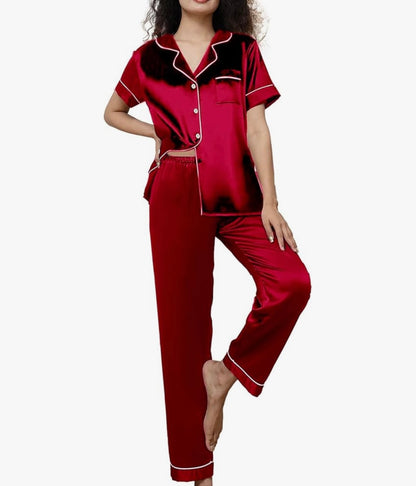 Luxe Imported Classic Silk Pajama Set (2-Piece)