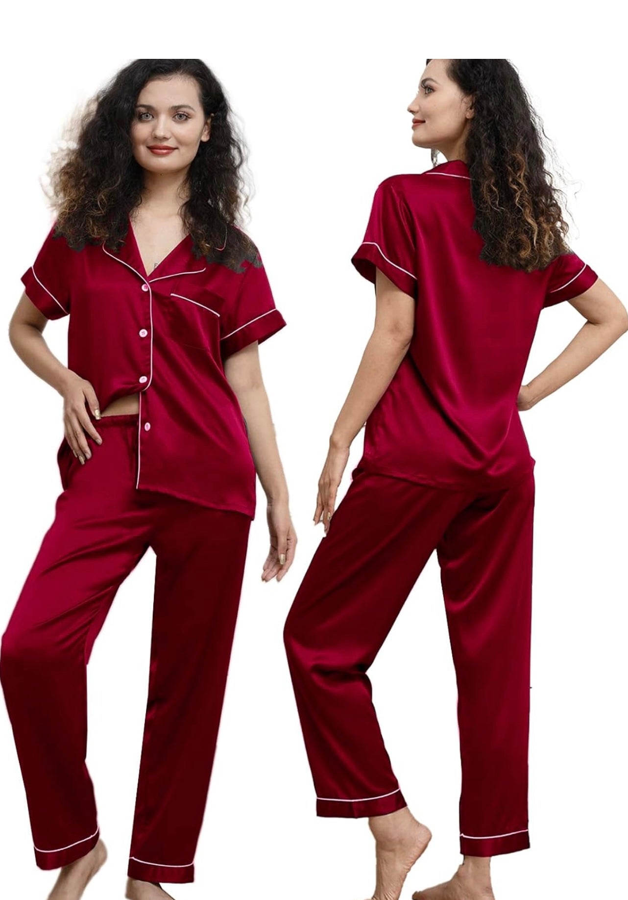 Luxe Imported Classic Silk Pajama Set (2-Piece)