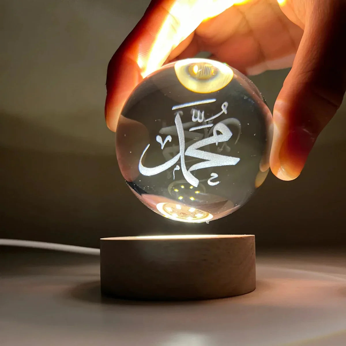 3D Crystal Ball Night Lamp – Name of Allah ﷻ, Muhammad ﷺ