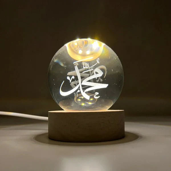 3D Crystal Ball Night Lamp – Name of Allah ﷻ, Muhammad ﷺ