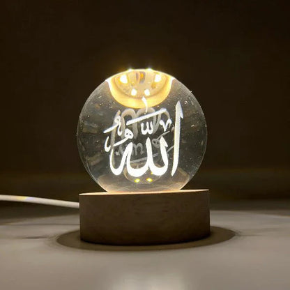 3D Crystal Ball Night Lamp – Name of Allah ﷻ, Muhammad ﷺ
