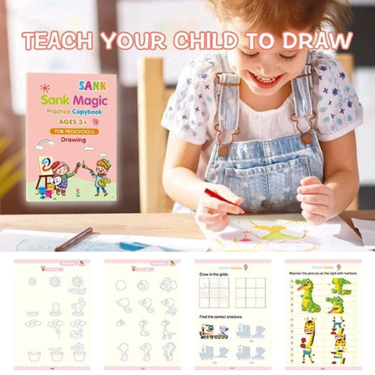 Reusable Magic sank Practice Book ( Pack of 4 ) with 10 Refills